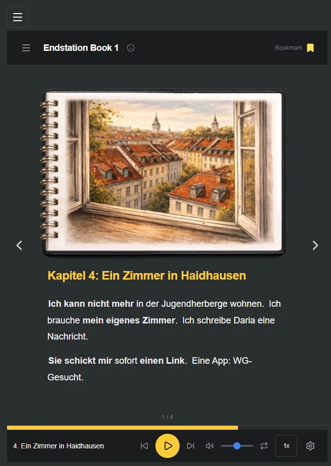 Reader with illustration and highlighted words